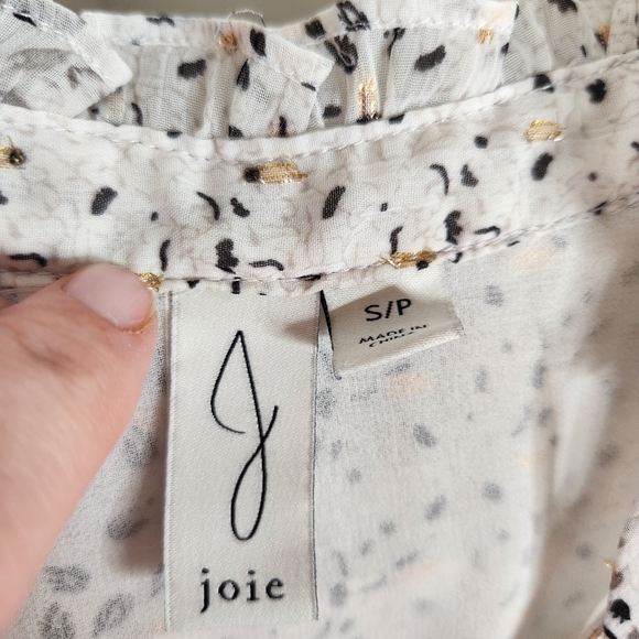 Joie top womens small metallic floral v-neck long sleeve semi sheer - Picture 2 of 6